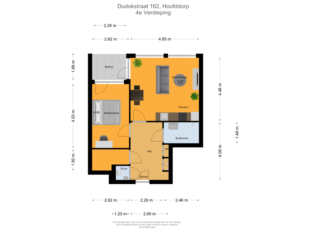 Bekijk plattegrond van 4e Verdieping van Dudokstraat 162