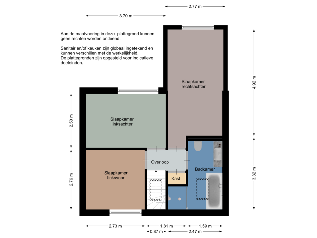 View floorplan of Eerste verdieping of Kerkstraat 1