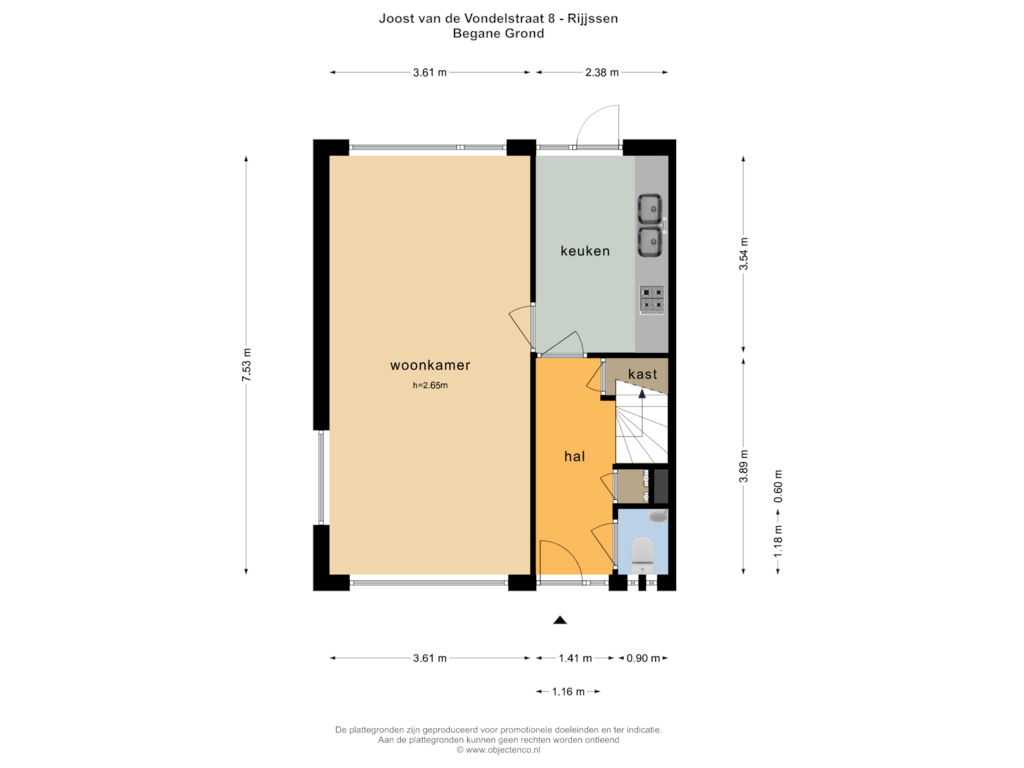 Bekijk plattegrond van BEGANE GROND van Joost van den Vondelstraat 8