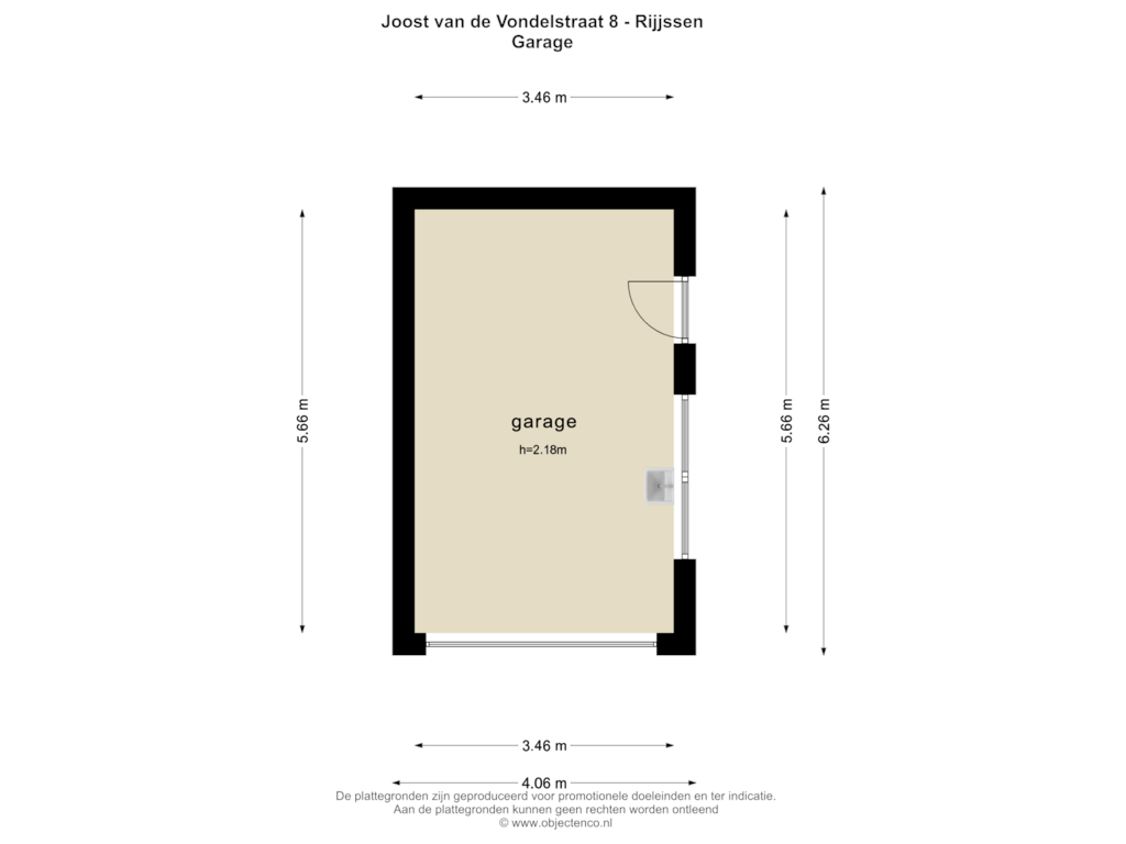 Bekijk plattegrond van GARAGE van Joost van den Vondelstraat 8