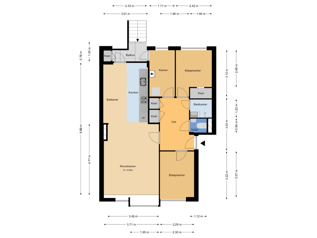 Bekijk plattegrond van Begane grond van Burgemeester Elsenlaan 56