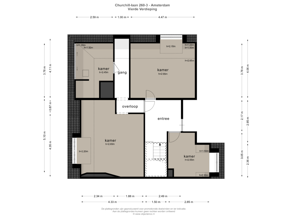 View floorplan of Vierde Verdieping of Churchill-laan 260-3