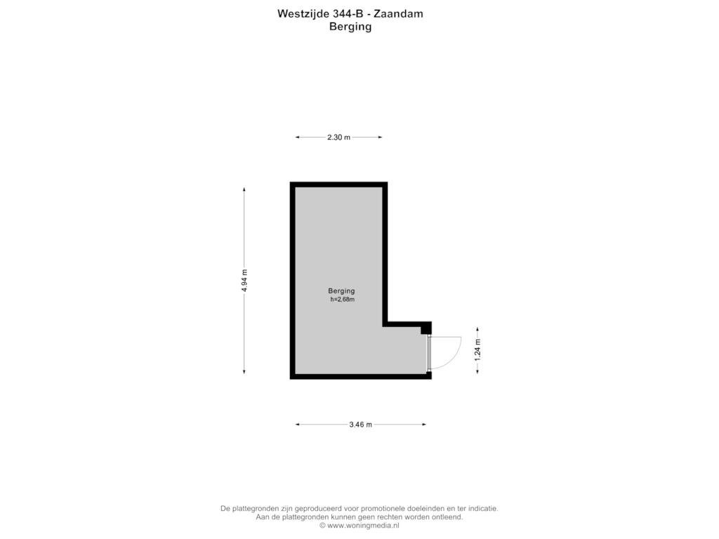 Bekijk plattegrond van Berging van Westzijde 344-B