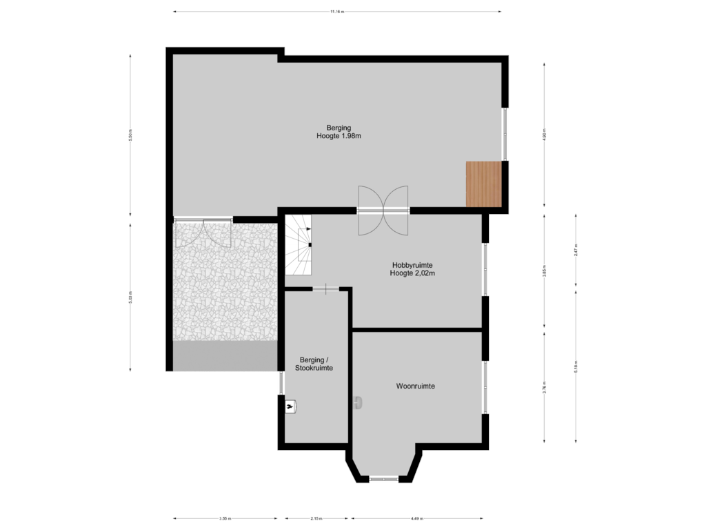 View floorplan of Souterrain of Naarderstraat 44-A