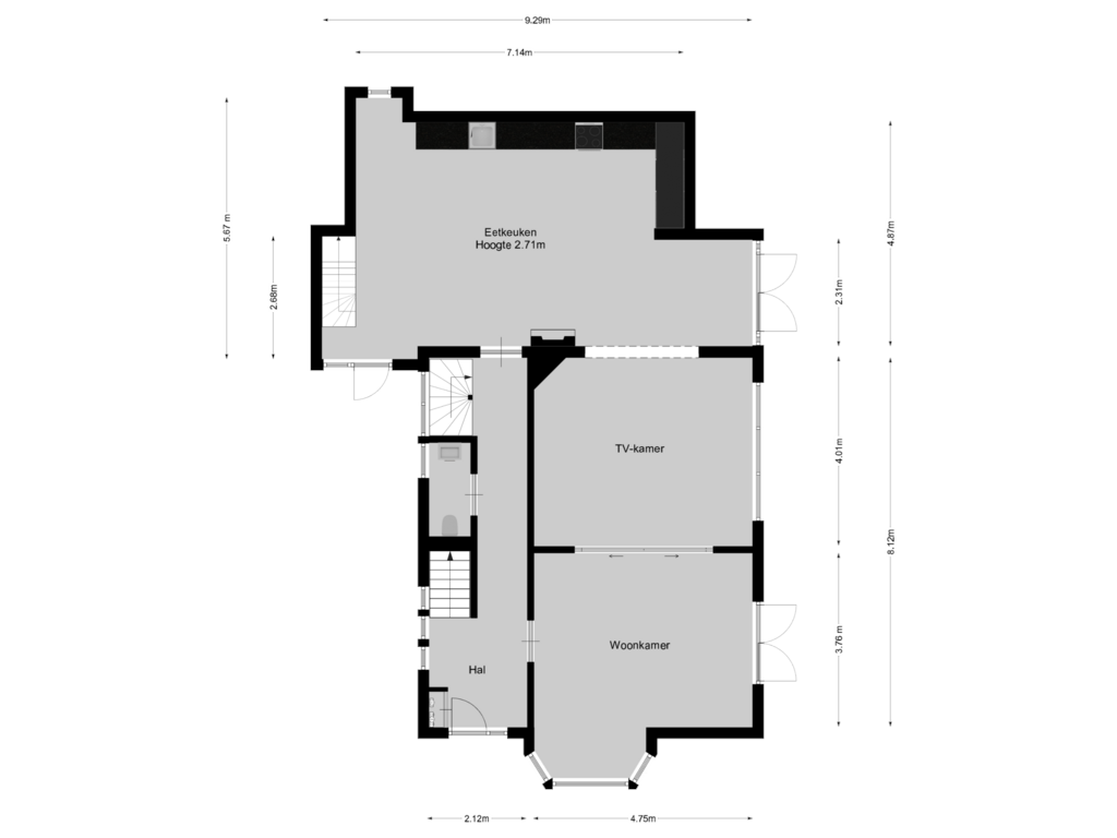 View floorplan of Begane grond of Naarderstraat 44-A