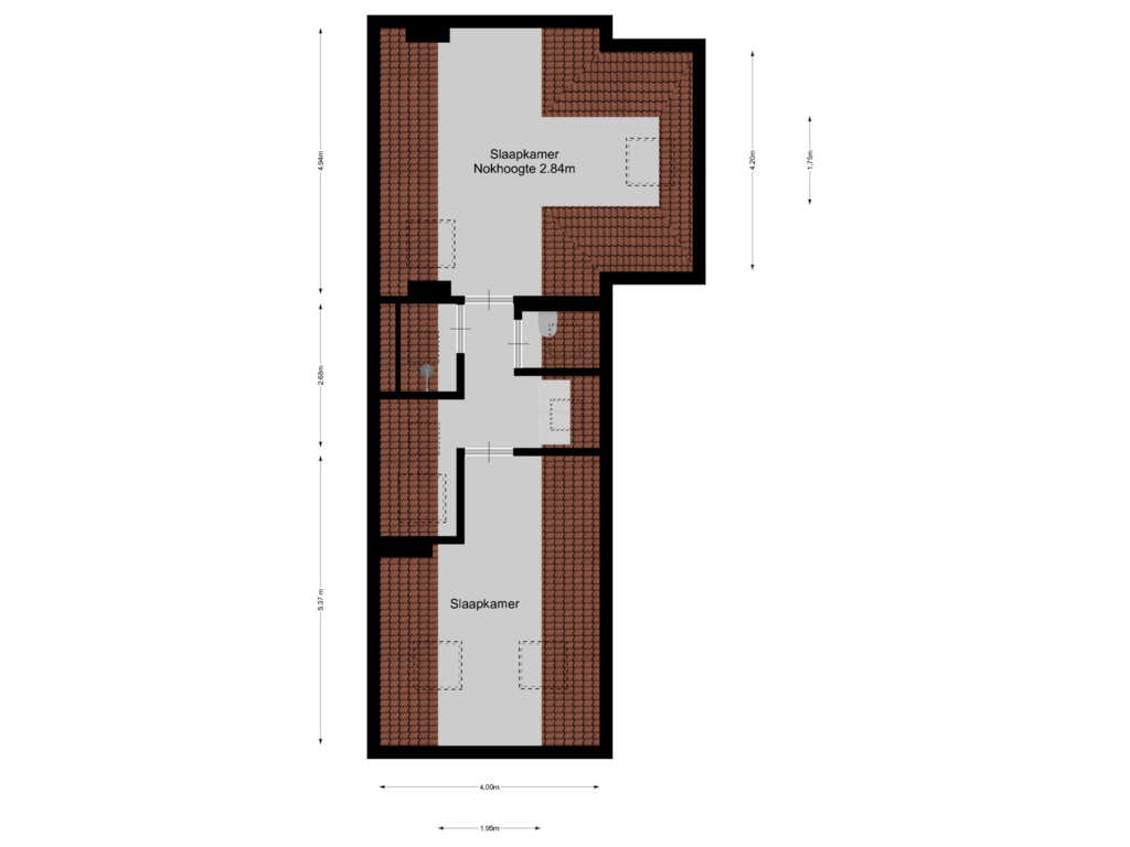 View floorplan of 2e verdieping of Naarderstraat 44-A