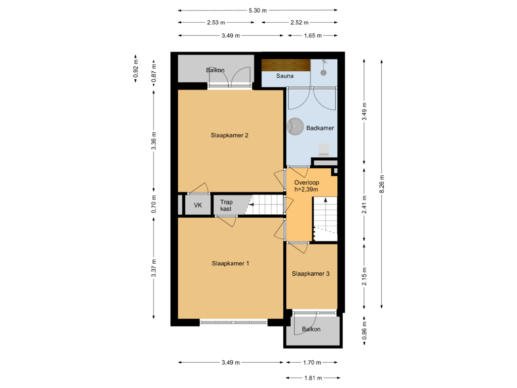 Bekijk plattegrond van 1e verdieping van Onder de Boompjes 15