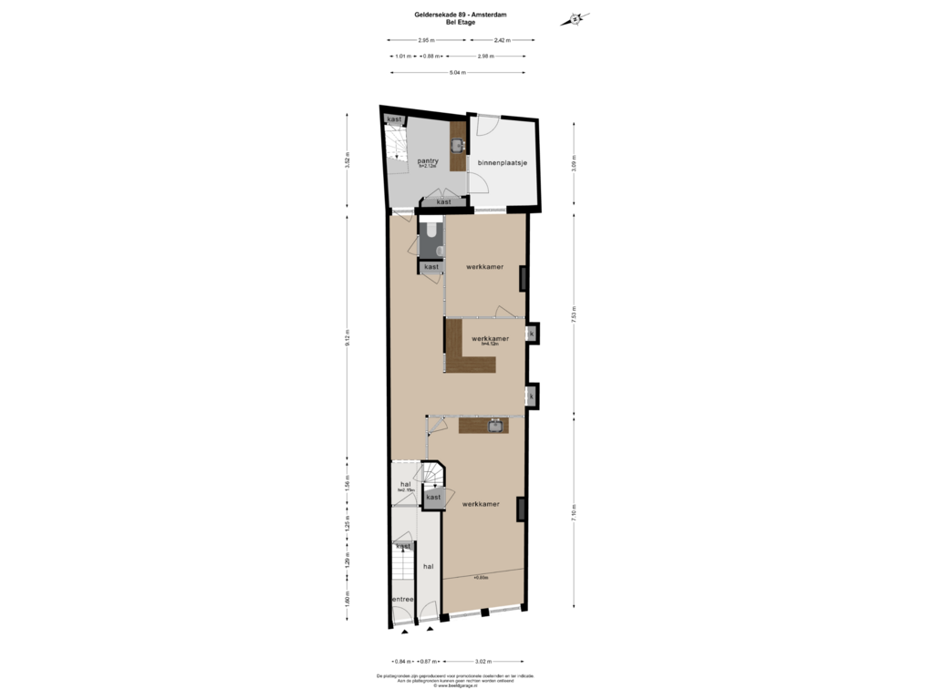 Bekijk plattegrond van Bel Etage van Geldersekade 89-H