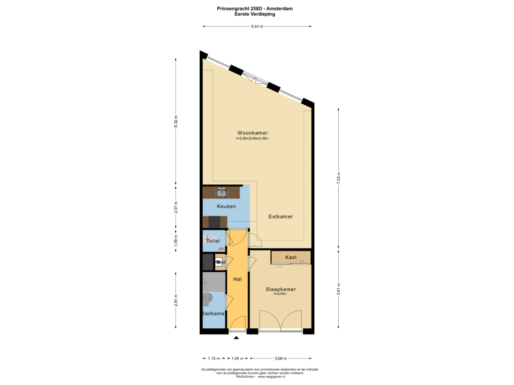 Bekijk plattegrond van EERSTE VERDIEPING van Prinsengracht 258-B