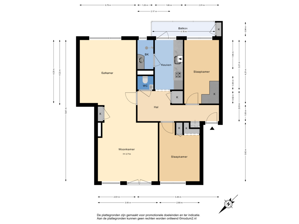 Bekijk plattegrond van Appartement van Van Hoornbeekstraat 28