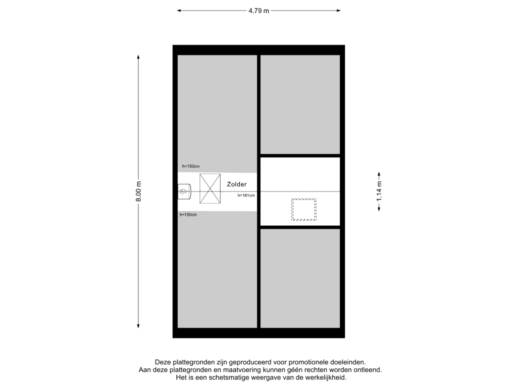 Bekijk plattegrond van Zolder van Nachtegaallaan 19