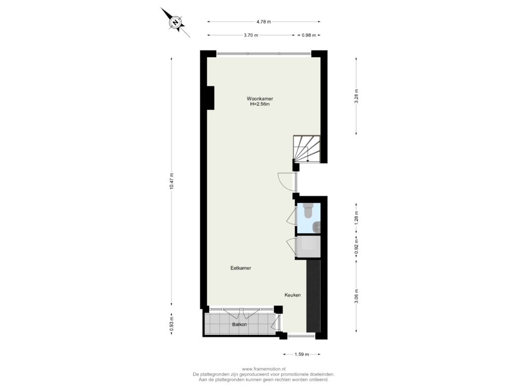 Bekijk plattegrond van Verdieping 2 van Borgesiusstraat 3-B02