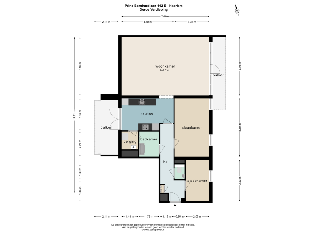 Bekijk plattegrond van DERDE VERDIEPING van Prins Bernhardlaan 142-E