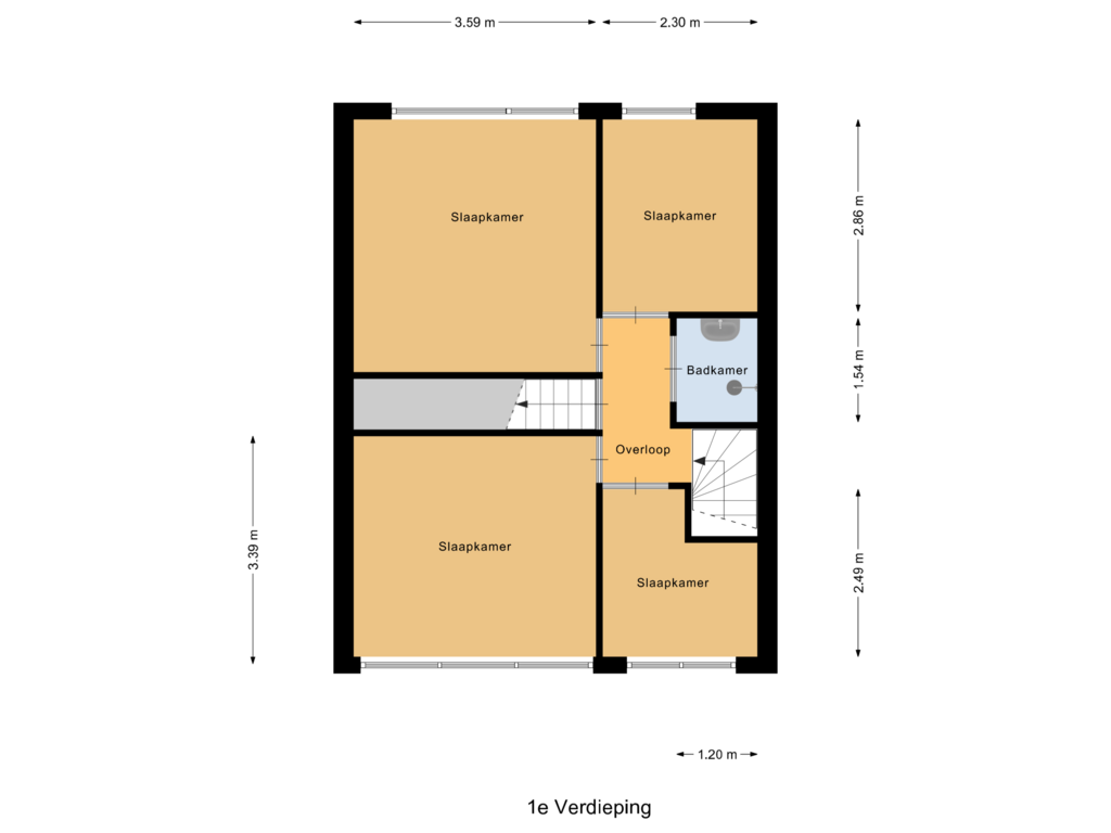 Bekijk plattegrond van 1e Verdieping van Boekweitlaan 23