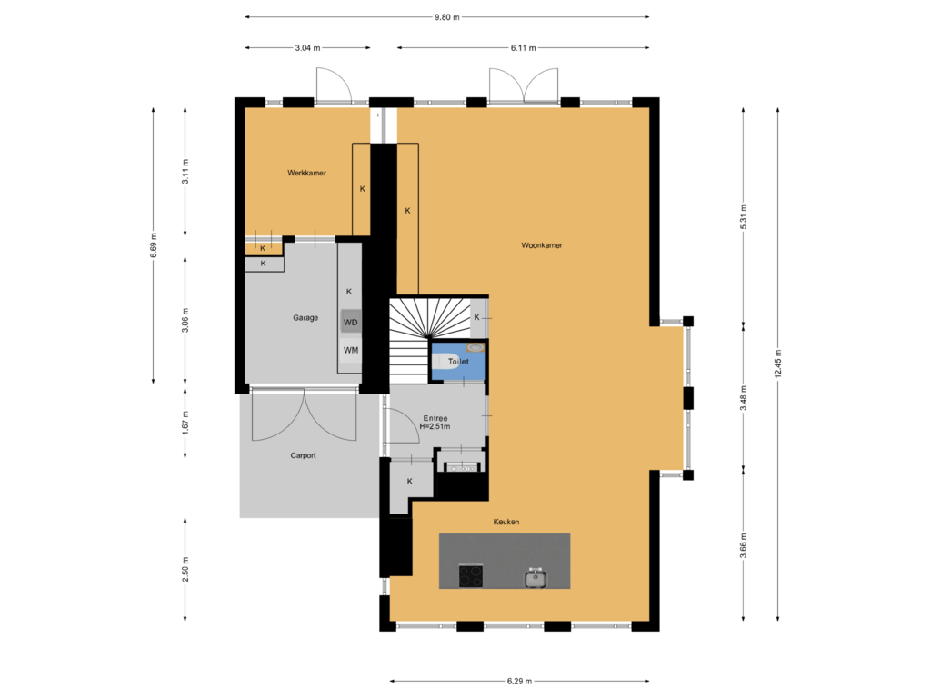 Bekijk plattegrond van Begane grond van Middelhoeve 10