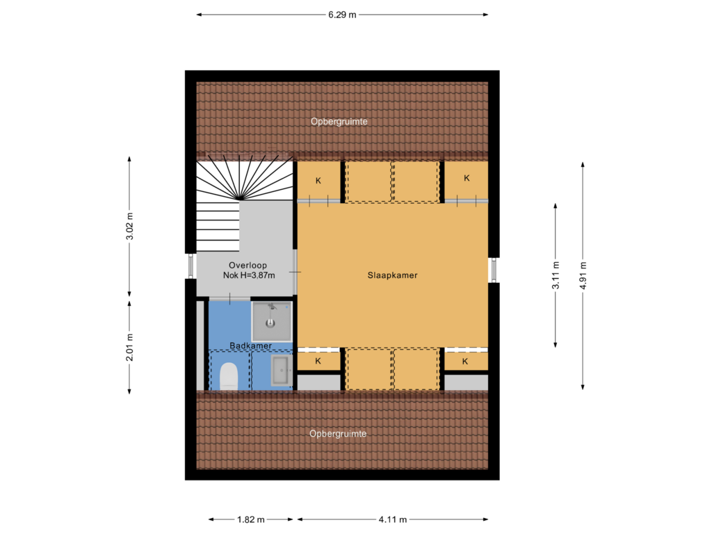 Bekijk plattegrond van Zolder van Middelhoeve 10