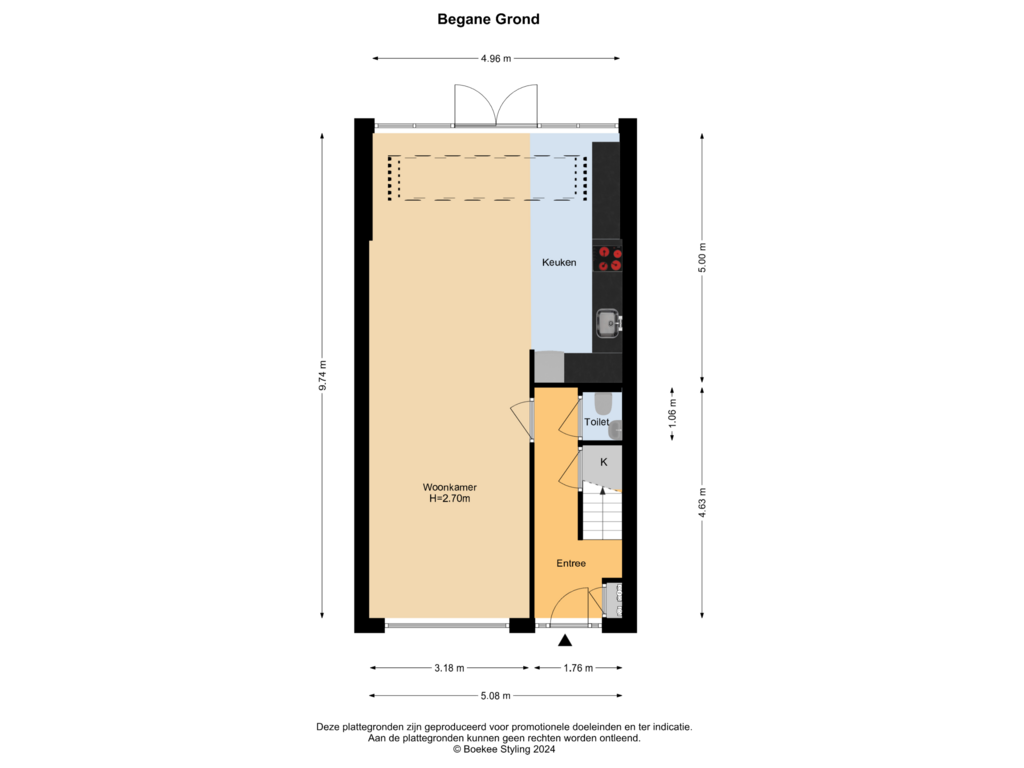 Bekijk plattegrond van Begane Grond van Indischestraat 124