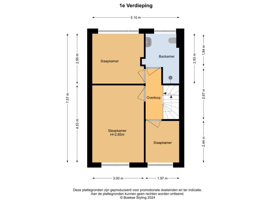 Bekijk plattegrond van 1e Verdieping van Indischestraat 124