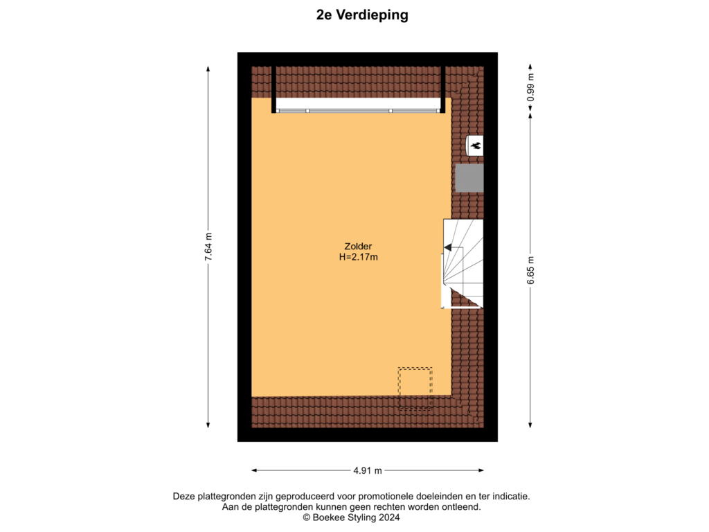 Bekijk plattegrond van 2e Verdieping van Indischestraat 124