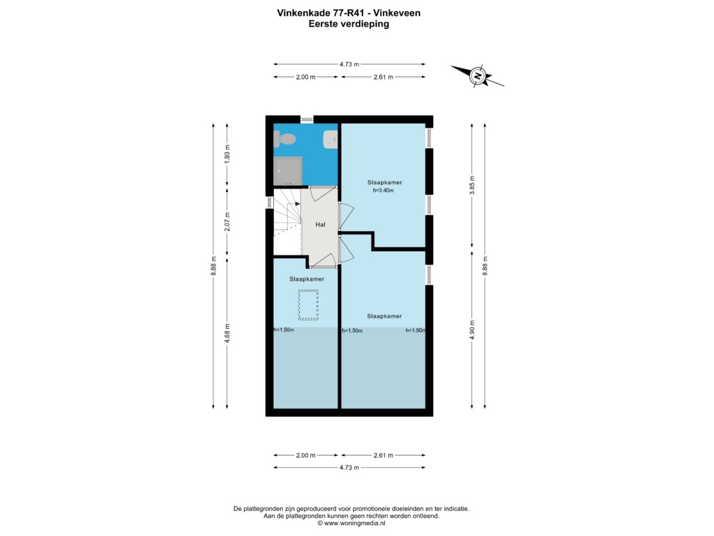 Bekijk plattegrond van Eerste verdieping van Vinkenkade 77-R41