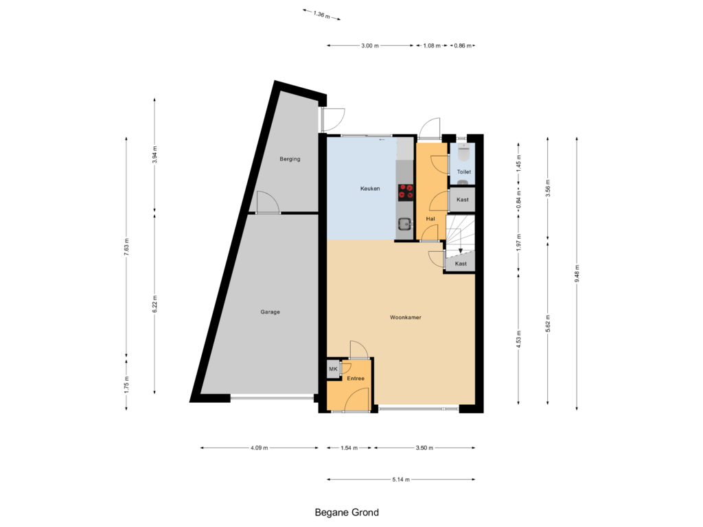 View floorplan of Begane Grond of Louis Couperusdreef 1