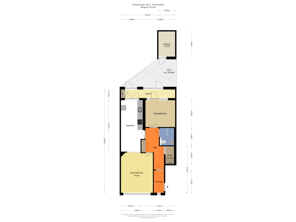 View floorplan of BEGANE GROND of Orteliuskade 54-H