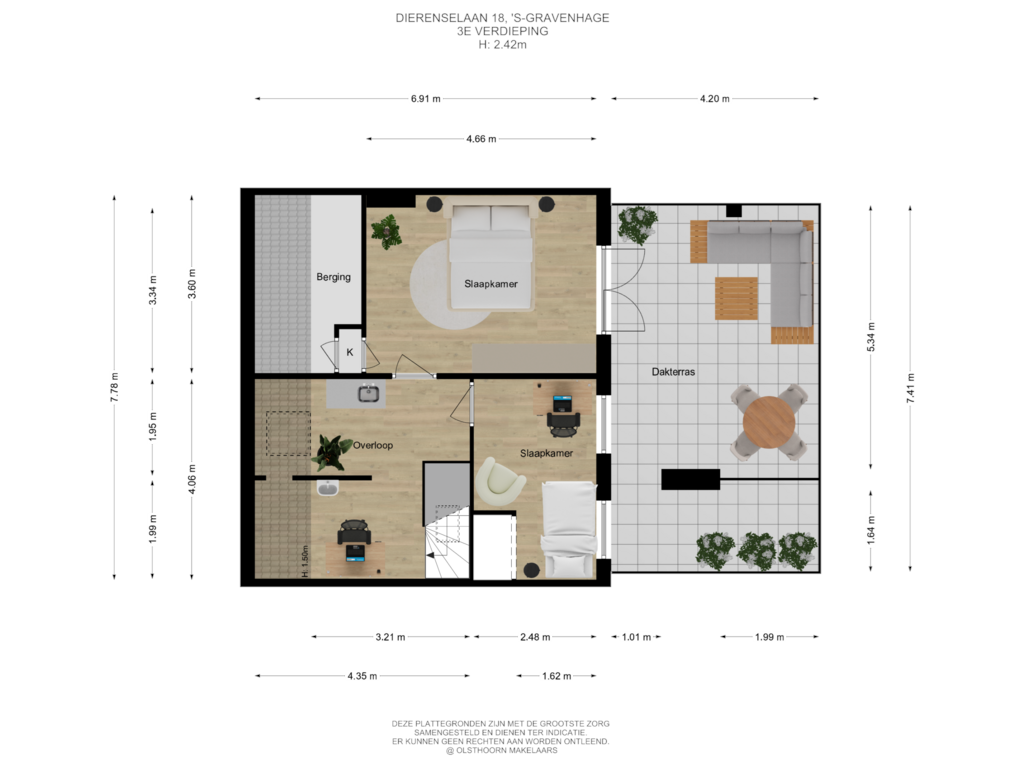 Bekijk plattegrond van 3e verdieping van Dierenselaan 18