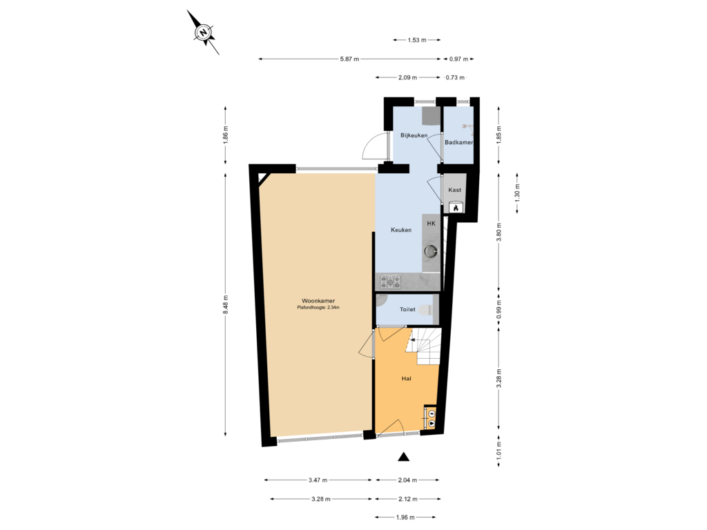 Bekijk plattegrond van Begane grond van Langestraat 8