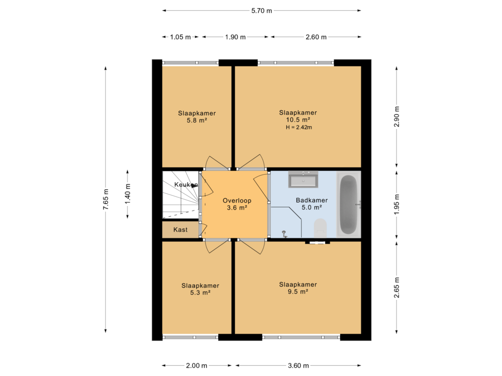 Bekijk plattegrond van 1e verdieping van Bordineweg 49