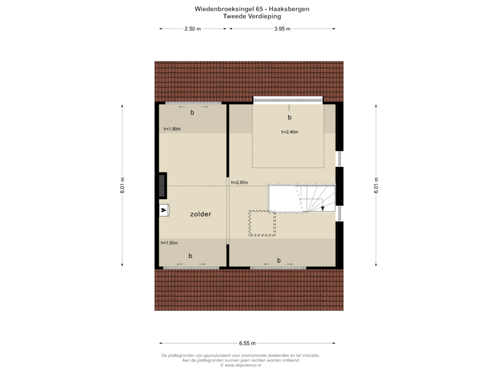 Bekijk plattegrond van TWEEDE VERDIEPING van Wiedenbroeksingel 65