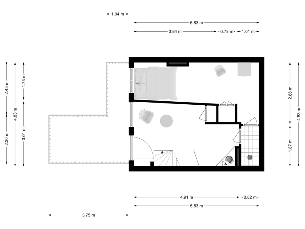 Bekijk plattegrond van 4e_verd van Wilhelminastraat 198-3