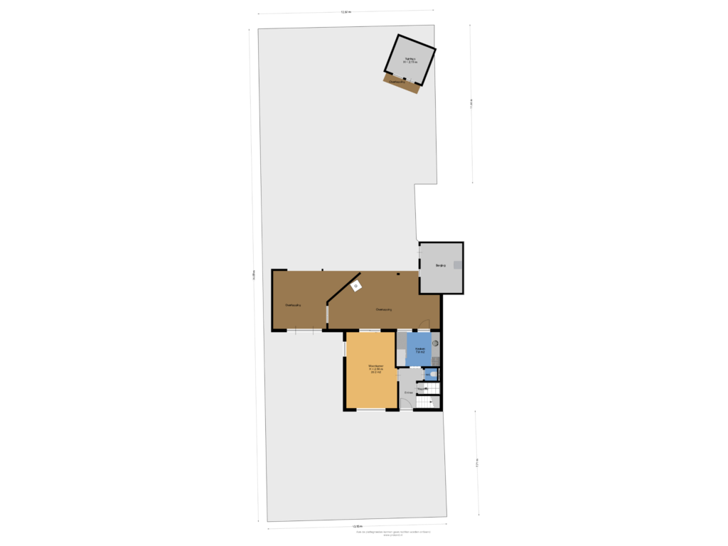 Bekijk plattegrond van Begane Grond Met Kavel van Frederik Hendriklaan 32