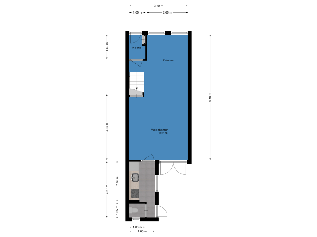 Bekijk plattegrond van Begane grond van P.C. Bothstraat 40