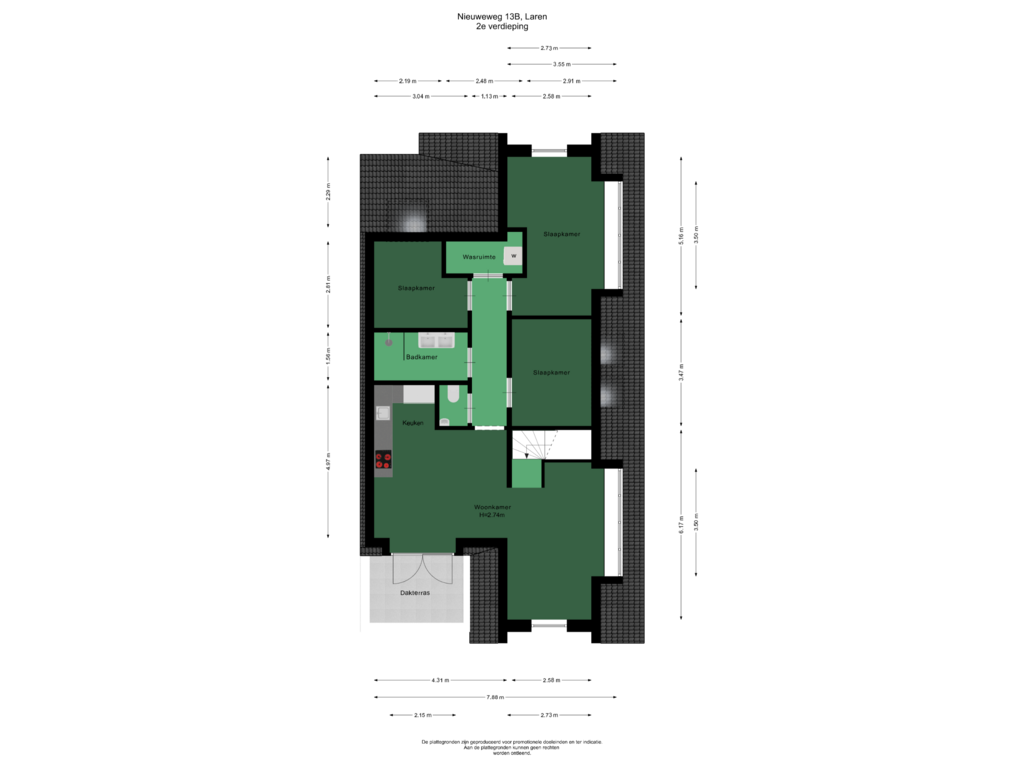 Bekijk plattegrond van 2e verdieping van Nieuweweg 13-B