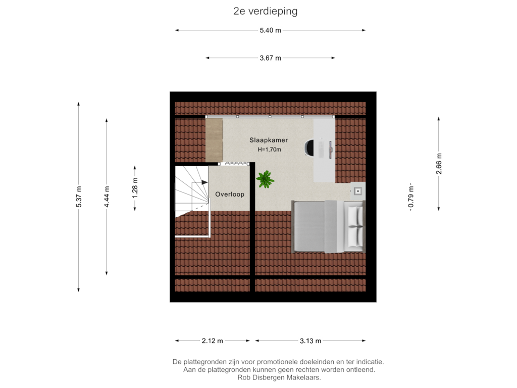 View floorplan of 2e verdieping of Boksdoornstraat 68