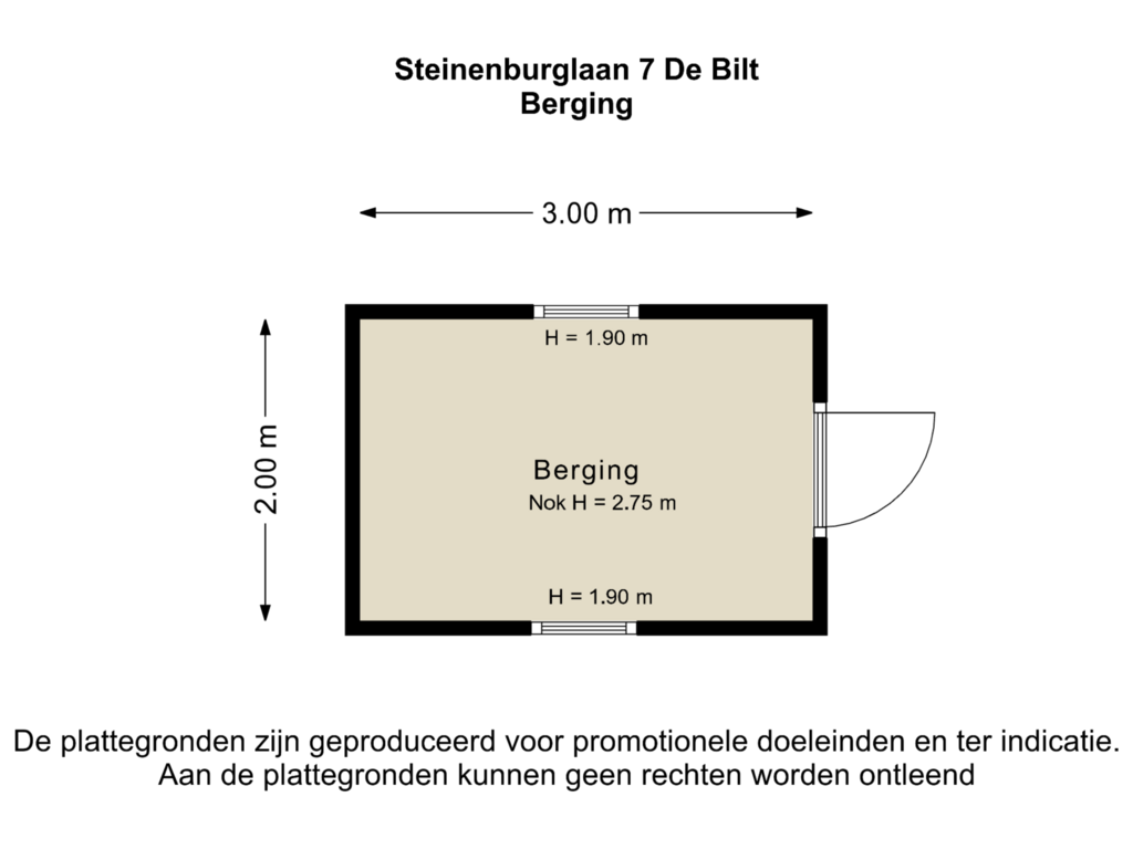 Bekijk plattegrond van Berging van Steinenburglaan 7