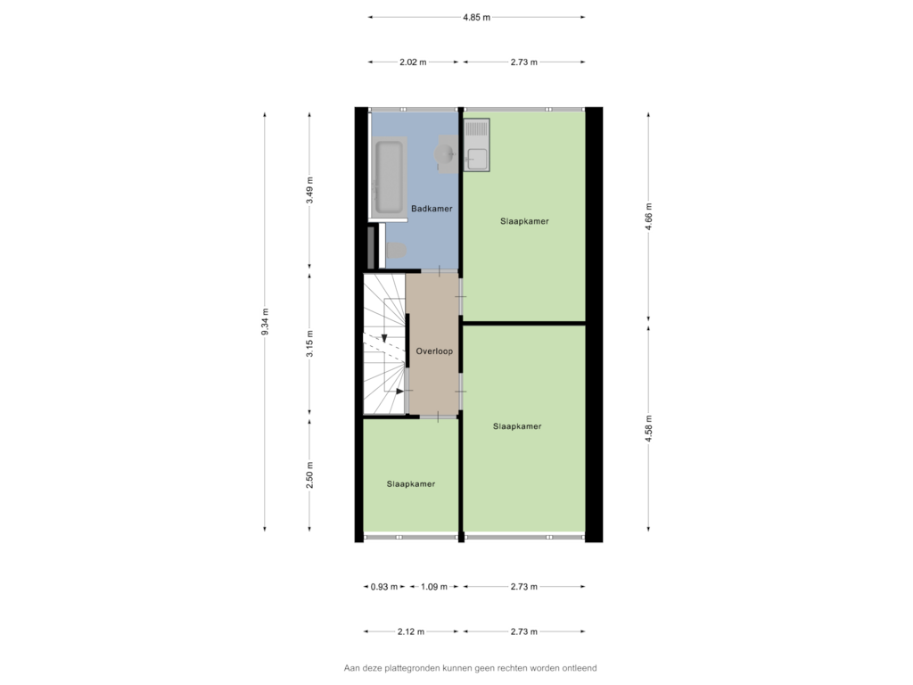 View floorplan of Eerste verdieping of Roesmontstraat 12