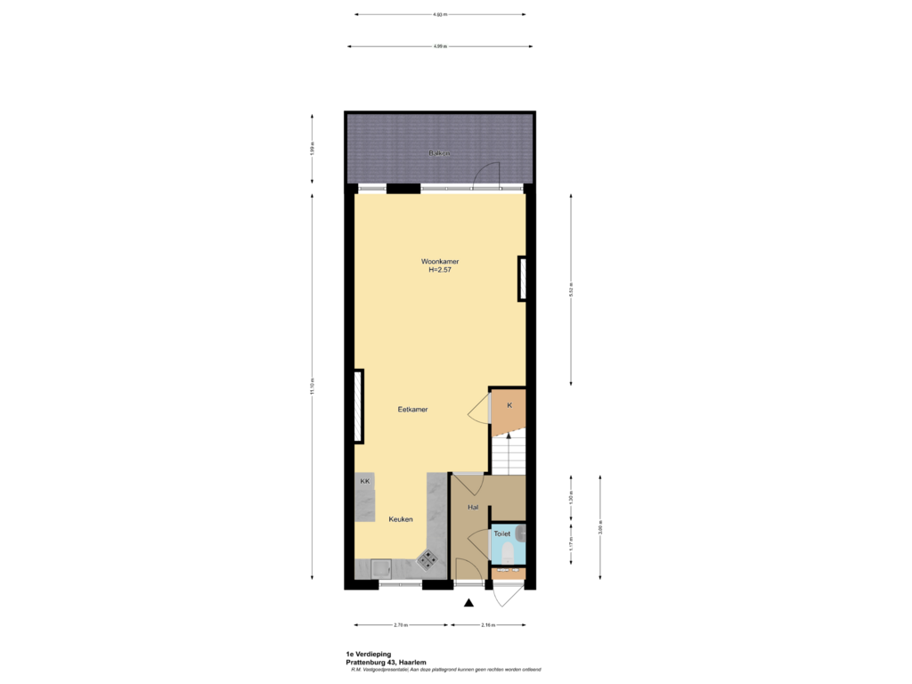 Bekijk plattegrond van 1e Verdieping van Prattenburg 43