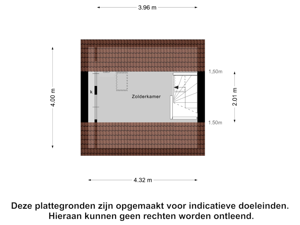 View floorplan of Tweede Verdieping of Oterleekstraat 14