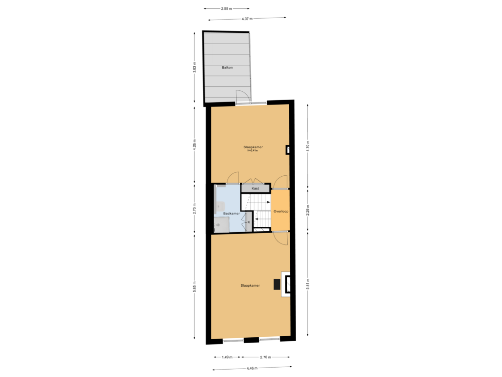 View floorplan of 1e Verdieping of Buitenwatersloot 79