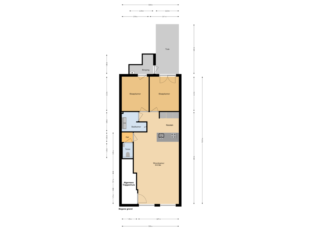 View floorplan of Begane grond of Kanaalstraat 71