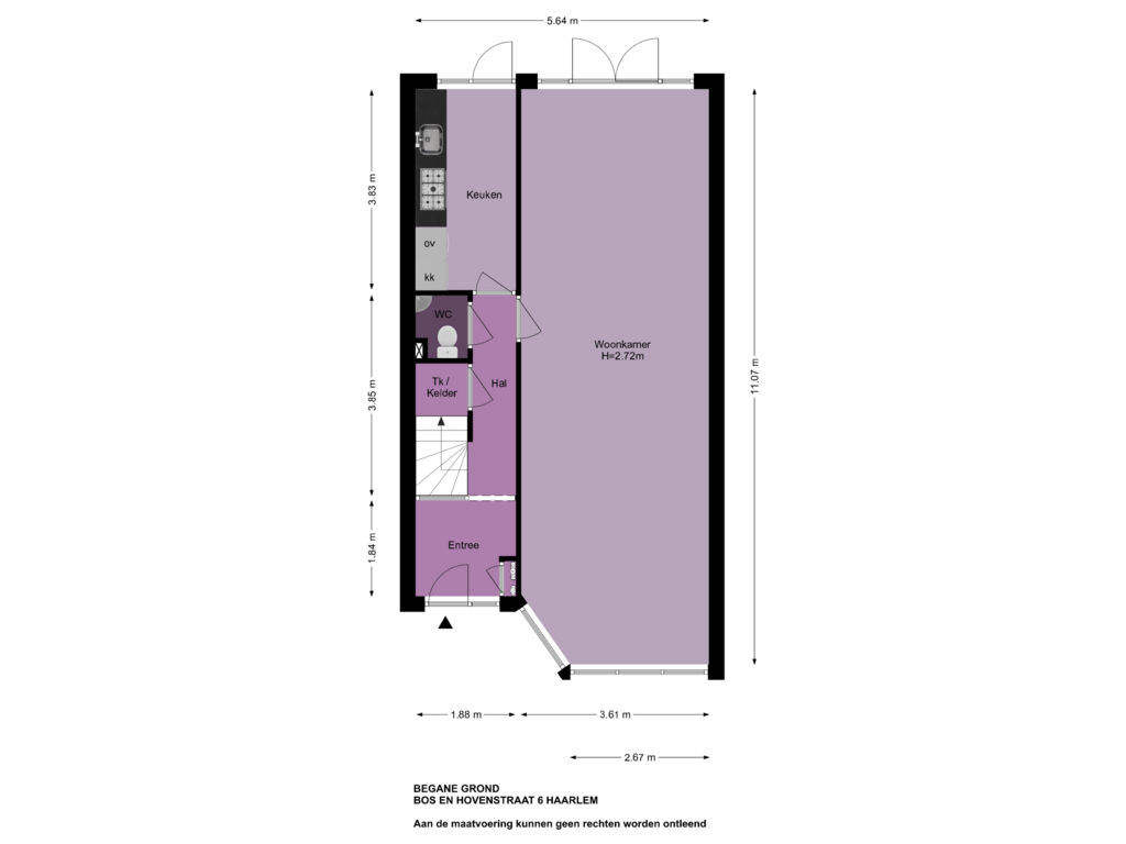 Bekijk plattegrond van Begane Grond van Bos en Hovenstraat 6