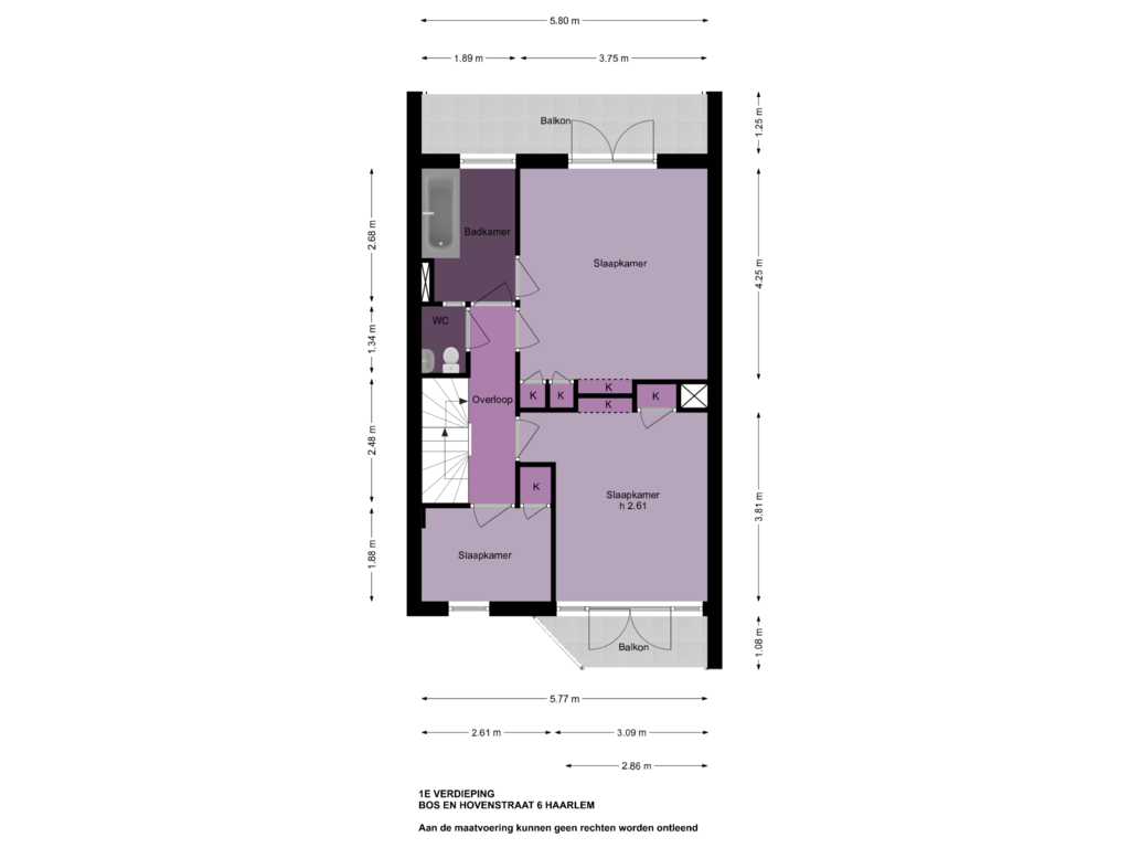 Bekijk plattegrond van 1e Verdieping van Bos en Hovenstraat 6