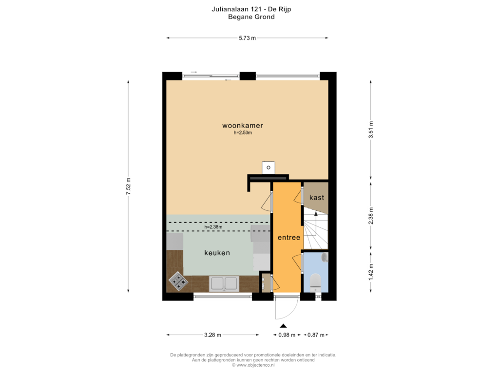 View floorplan of BEGANE GROND of Julianalaan 121