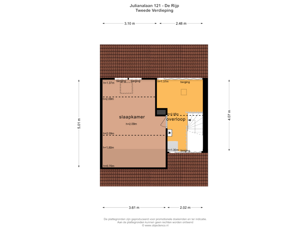 View floorplan of TWEEDE VERDIEPING of Julianalaan 121