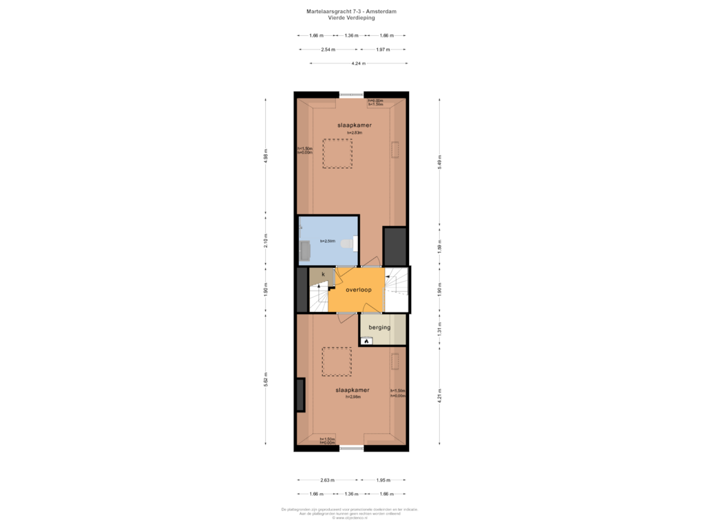 Bekijk plattegrond van VIERDE VERDIEPING van Martelaarsgracht 7-3