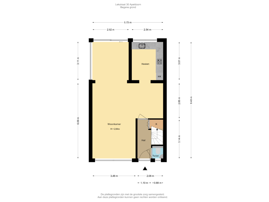 Bekijk plattegrond van Begane grond van Lekstraat 30