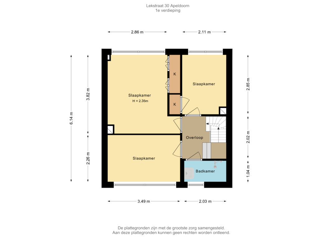 Bekijk plattegrond van 1e verdieping van Lekstraat 30