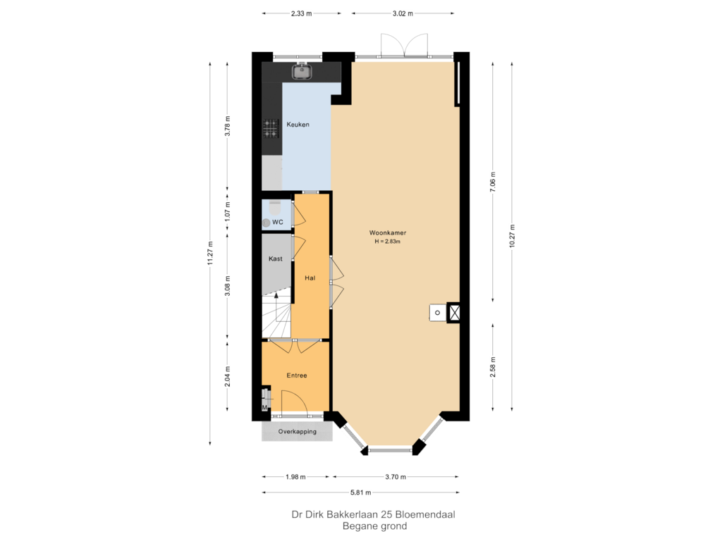 Bekijk plattegrond van Begane grond van Dr. Dirk Bakkerlaan 25