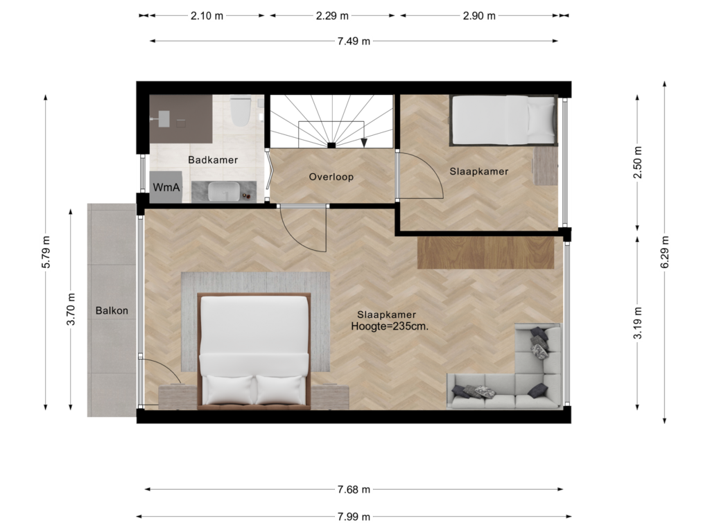 Bekijk plattegrond van Eerste Verdieping van Paganinistraat 8